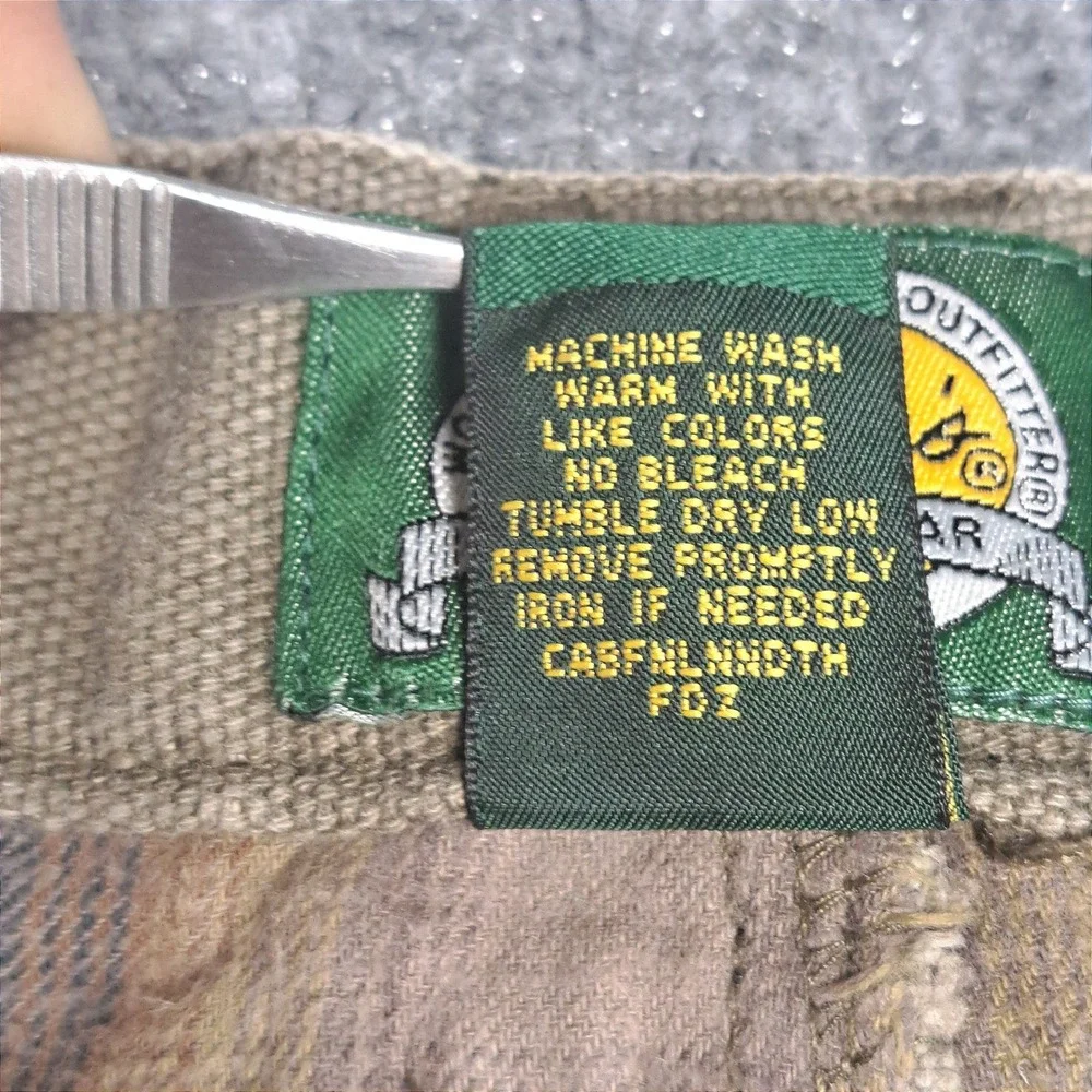 Cabelas Flannel Lined Cargo Pants Mens 34 Reg Khaki Tan Canvas Plaid Lined Work